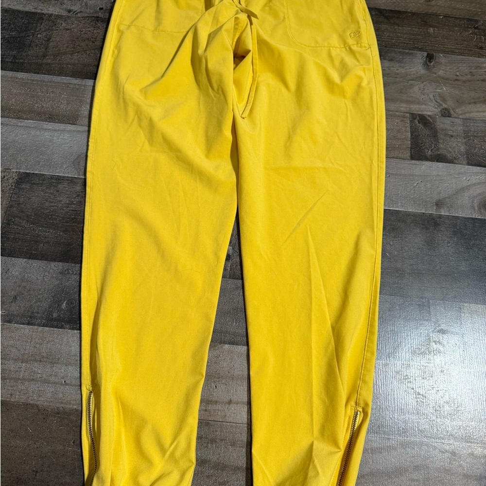 Albion Fit Yellow Nylon Joggers‎ Women’s Medium Zip Hem Drawstring Waist